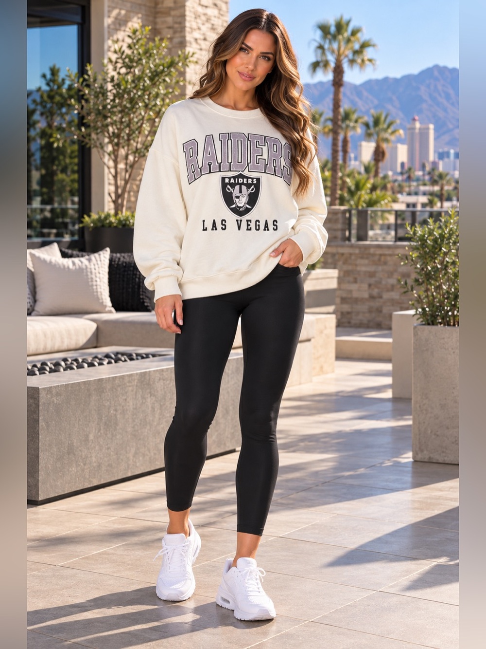 Game Day Couture NFL Las Vegas Raiders Fleece Crewneck Pullover Sweatshirt